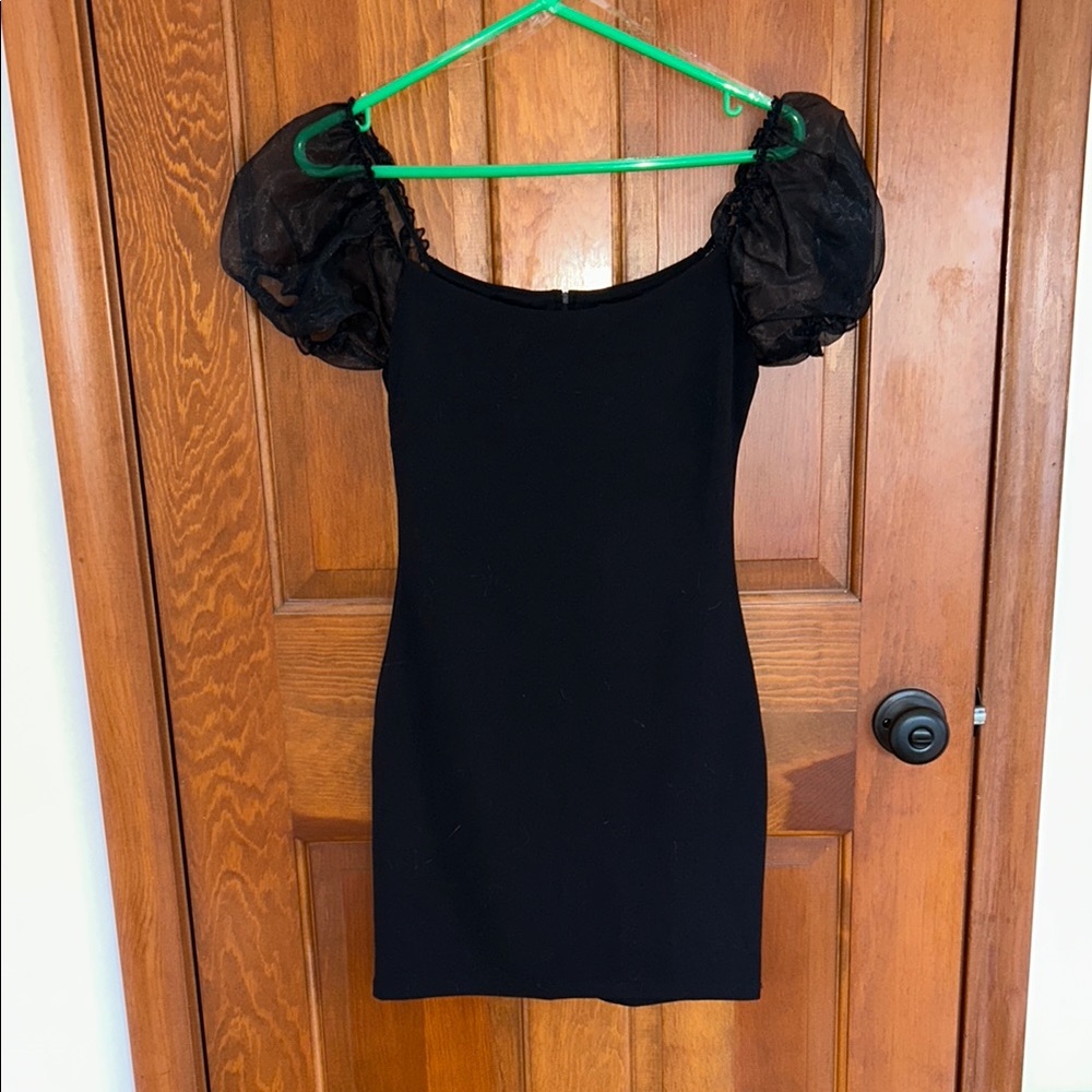 NWT Speechless Black Dress with Sheer Puff Sleeves size 5